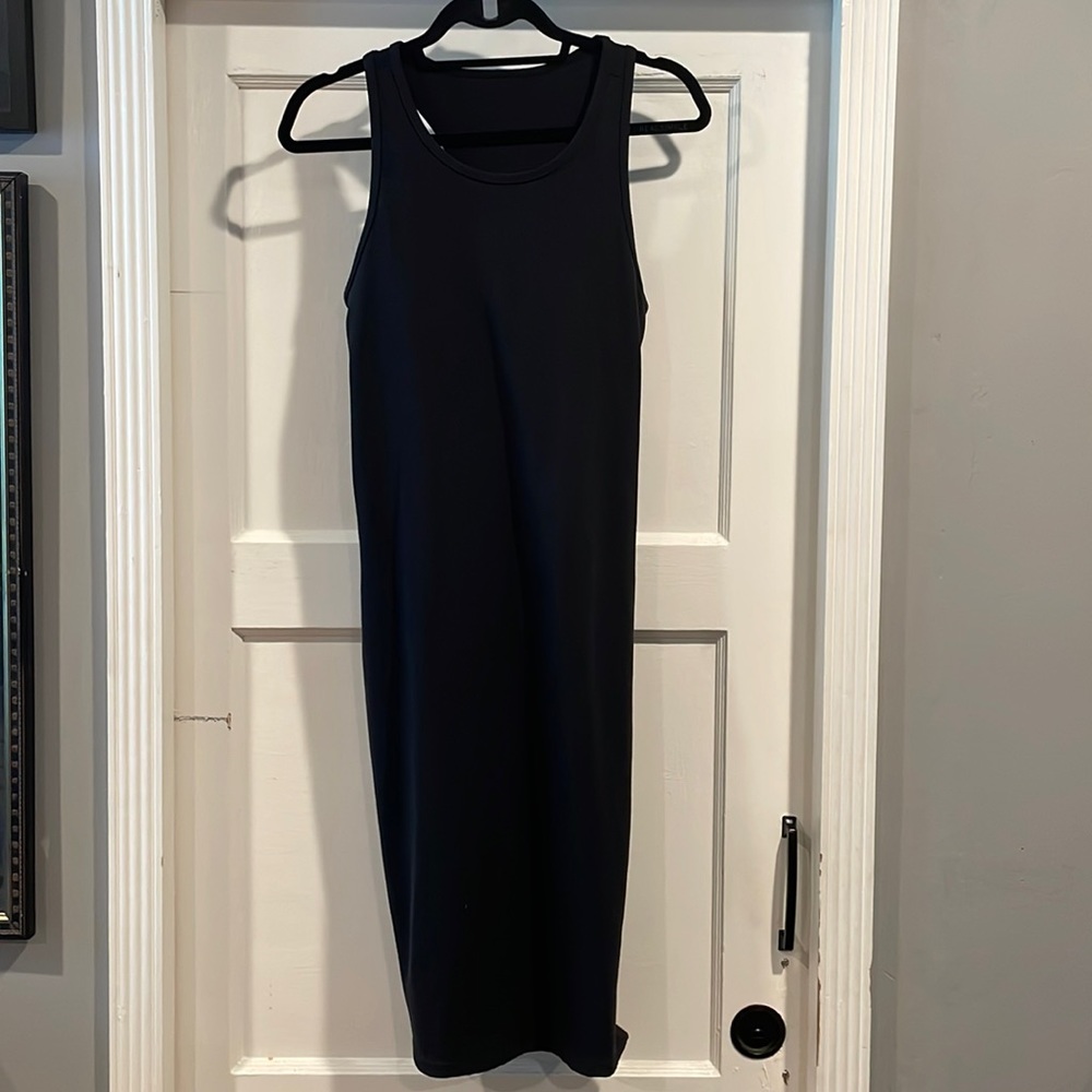 Zella M black ribbed racer back midi dress